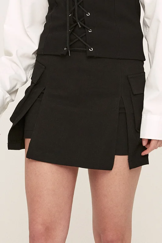 Arlie Front Slit Cargo Skirt velvet skirt rich