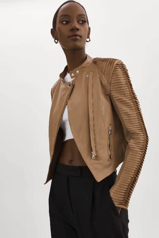 AZRA | Leather Jacket Appliqued Jacket Beaded Jacket Sequined Jacket