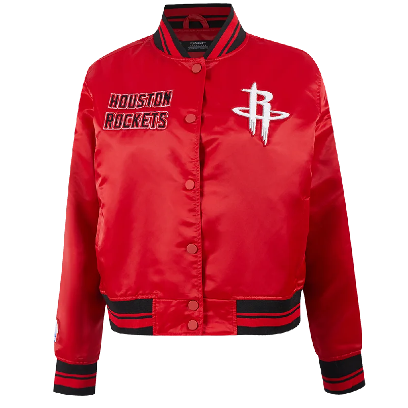 NBA HOUSTON ROCKETS RETRO CLASSIC WOMEN'S RIB SATIN JACKET (RED/BLACK) Mesh Jacket Canvas Jacket Denim Jacket NBA HOUSTON ROCKETS RETRO CLASSIC WOMEN'S RIB SATIN JACKET (RED/BLACK) Mesh Jacket Canvas Jacket Denim Jacket