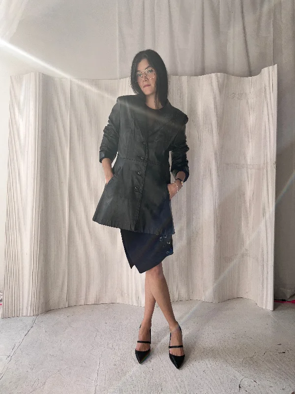 Black leather jacket with slim lapel Rayon Fabric Velvet Fabric Corduroy Fabric