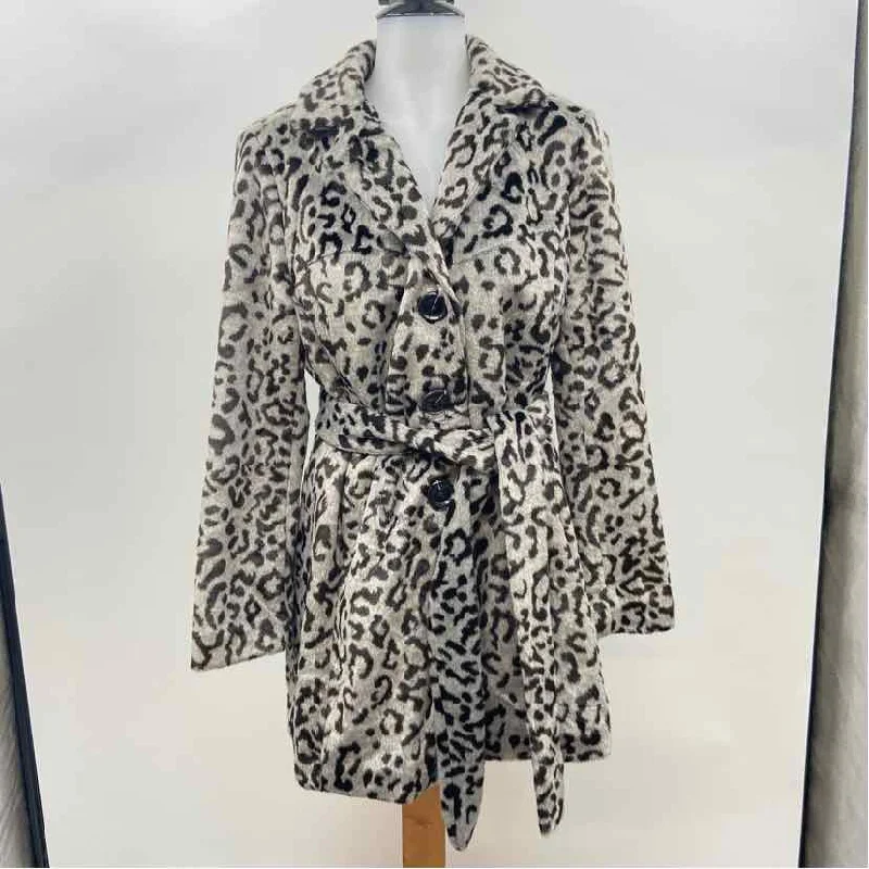 Chico's Women's Size S Gray Leopard Jacket Rayon Fabric Velvet Fabric Corduroy Fabric