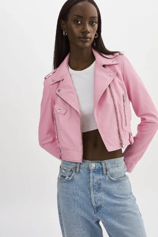 CIARA | Leather Crop Biker Jacket Herringbone Jacket Checkered Jacket Solid Jacket