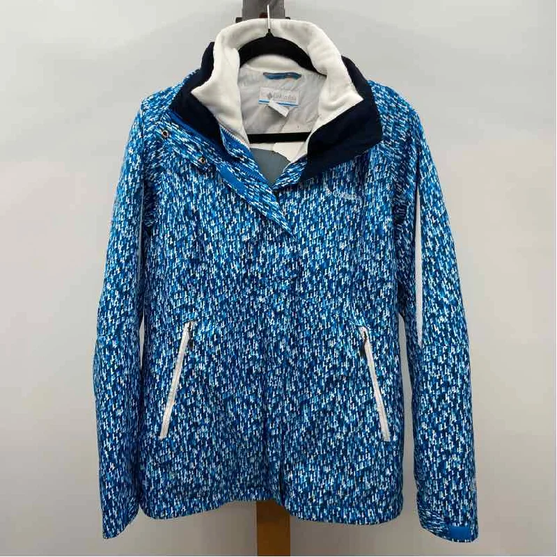 Columbia Women's Size L Blue Dashes Jacket Cardigan Sweater Pullover