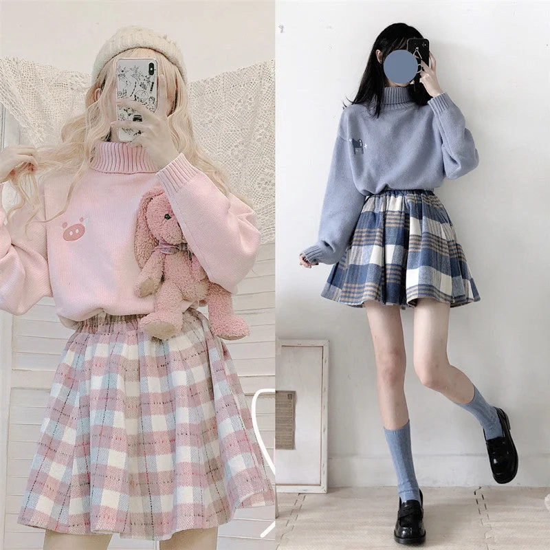 Cute Plaid Skirt YV43473 asymmetrical skirt cut