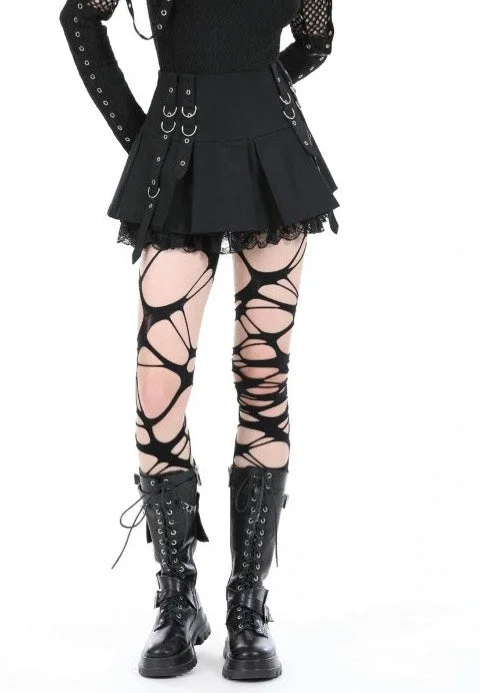 Dark In Love - Punk Metal Pleated Mini - Skirt zip skirt side