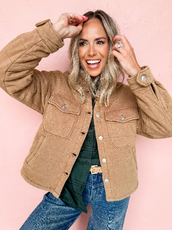 Set Me Free Quilted Shirt Jacket Trench Coat Raincoat Waterproof Jacket