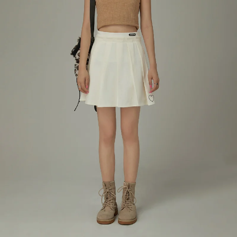 Heart Detail Pleated Mini Skirt patchwork skirt art