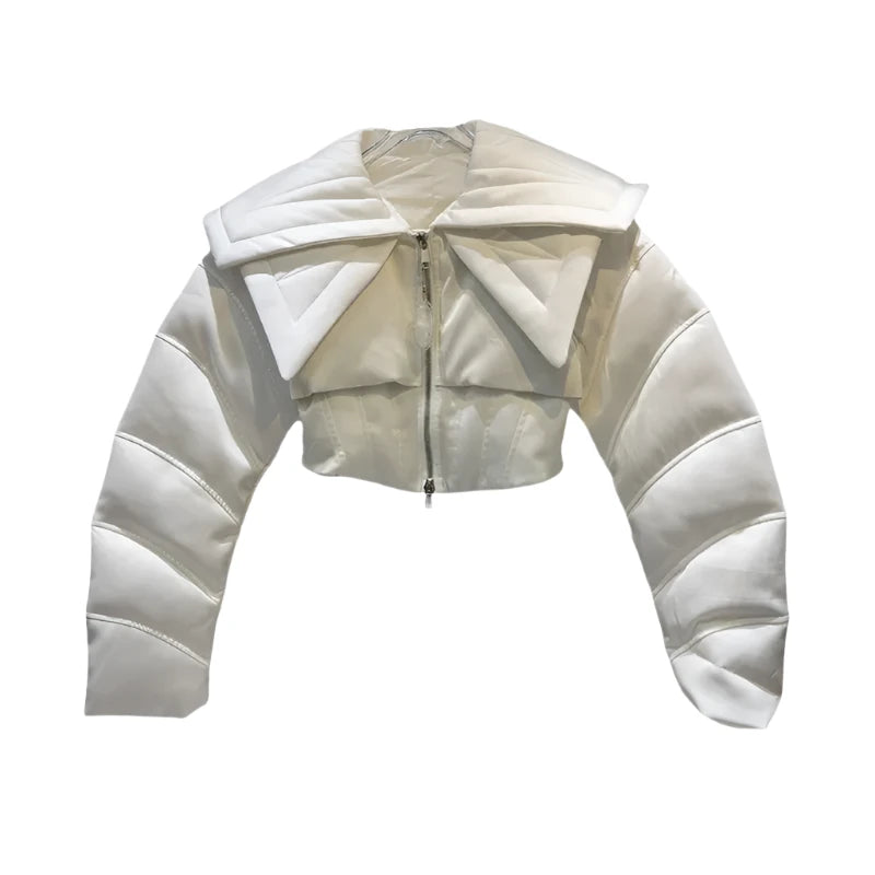 Double Layered Collar Crop Jackets Cardigan Sweater Pullover