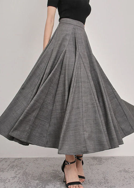 Elegant Italian Grey Patchwork pleated Skirts Spring tulle skirt dreamy