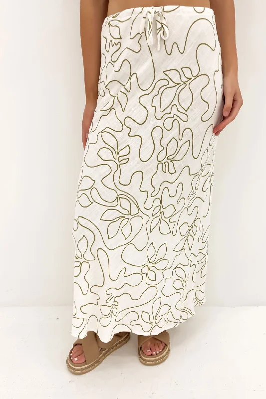 Ellin Maxi Skirt White denim skirt trendy