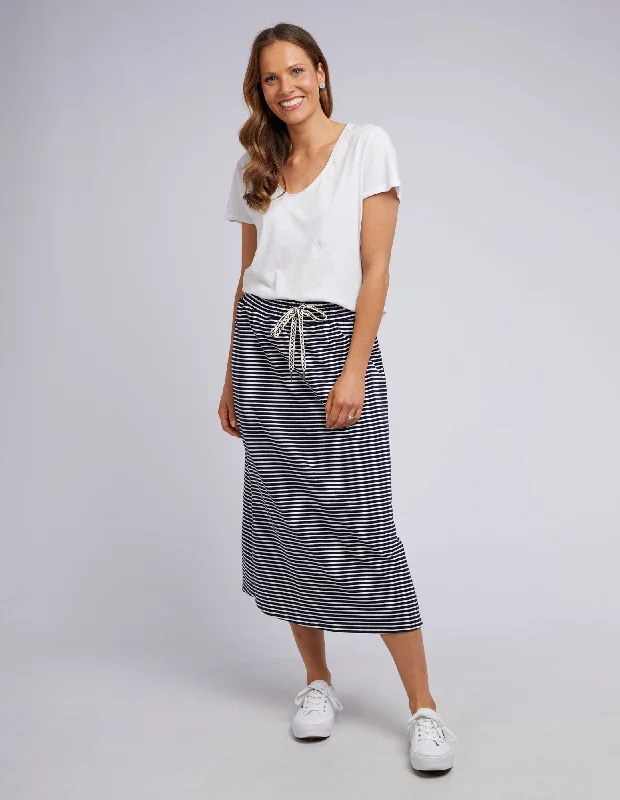Elm Travel Skirt Navy/White Stripe floral skirt print
