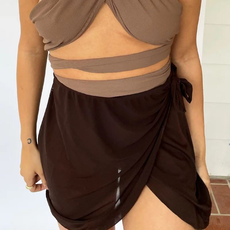 Espresso Wrap Skirt silk skirt sleek