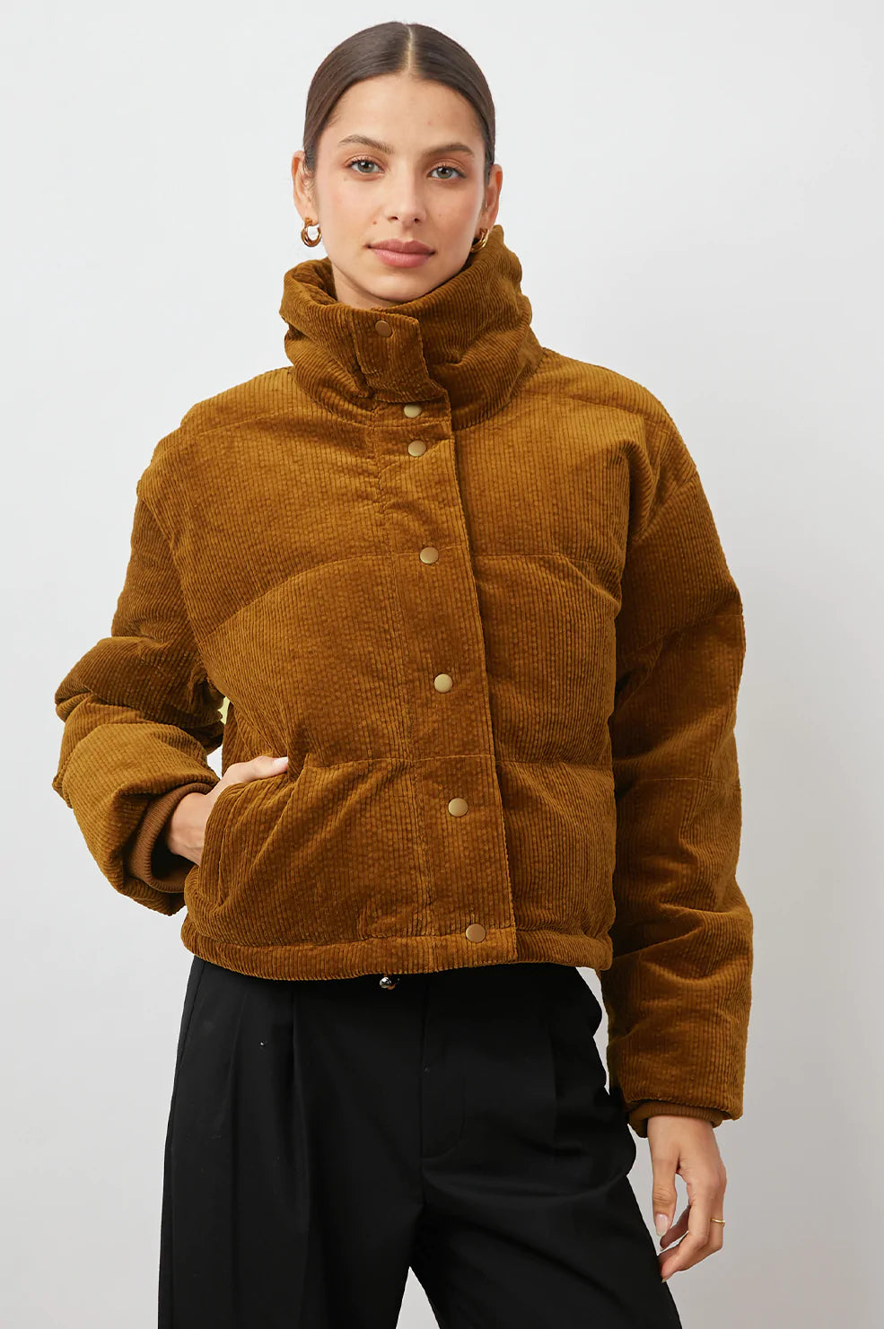 EZRA JACKET - GROUND CINNAMON Zippered Front Buttoned Front Snap Front