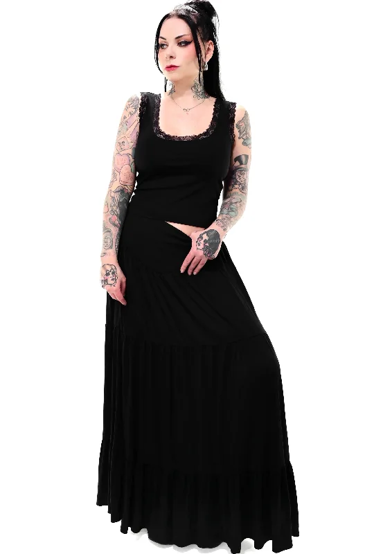 Foxblood - Savannah Maxi Black - Skirt corduroy skirt durable