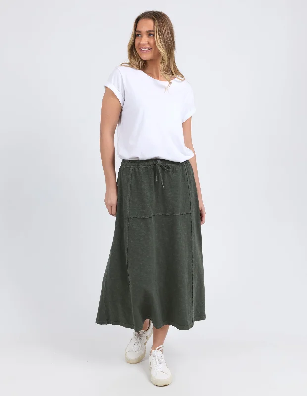 Foxwood Jayne Skirt Khaki asymmetrical skirt cut