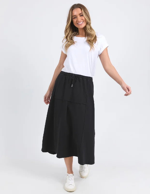 Foxwood Jayne Skirt Washed Black linen skirt relaxed