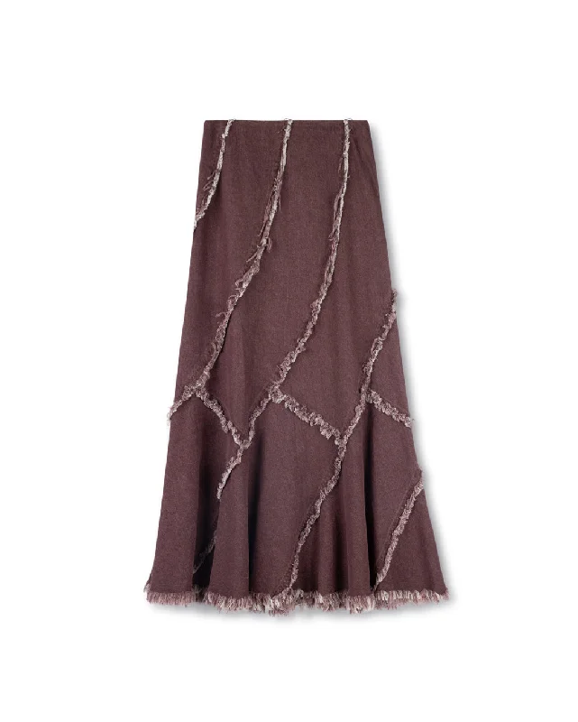 Frayed Edge Detailed Skirt relaxed fit skirt