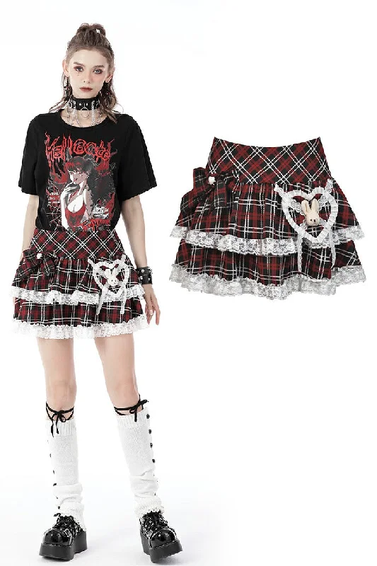 Gothic lolita plaid rabbit mini filly skirt KW237 leather skirt durable