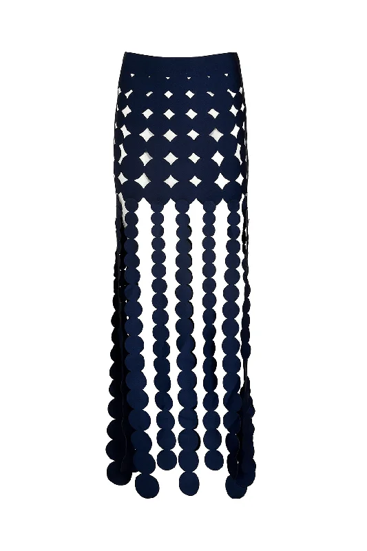 Grain Shadow Navy Skirt pleated skirt texture
