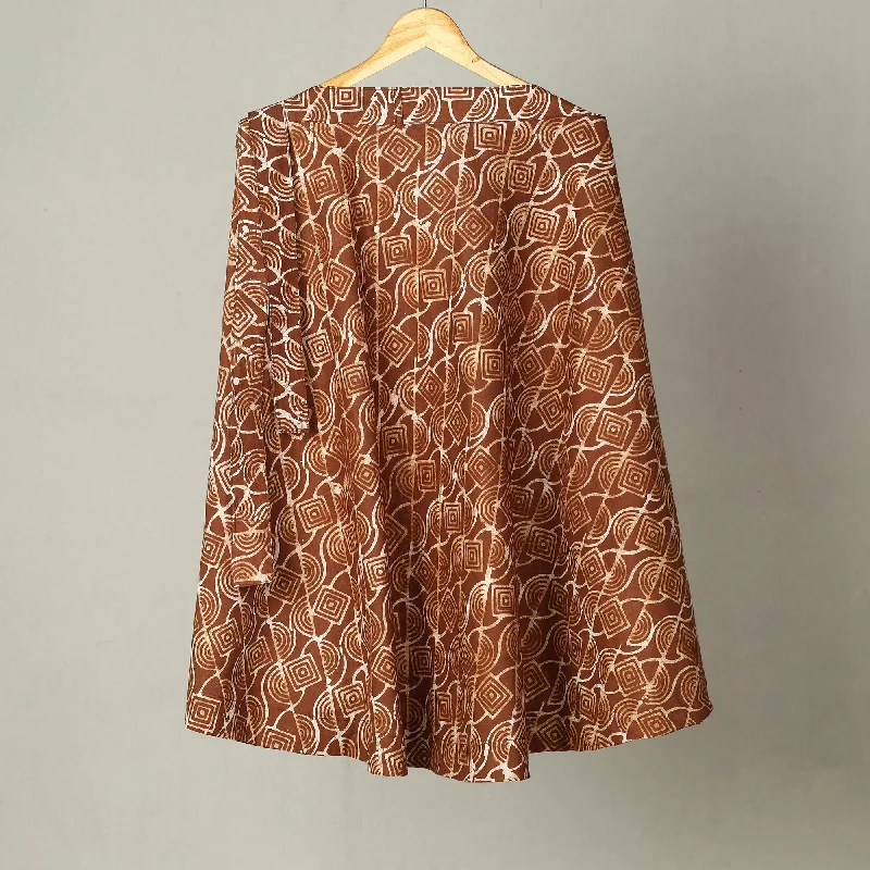 Brown - Hand Batik Print Cotton Wrap Around Skirt 24 boho skirt vibe