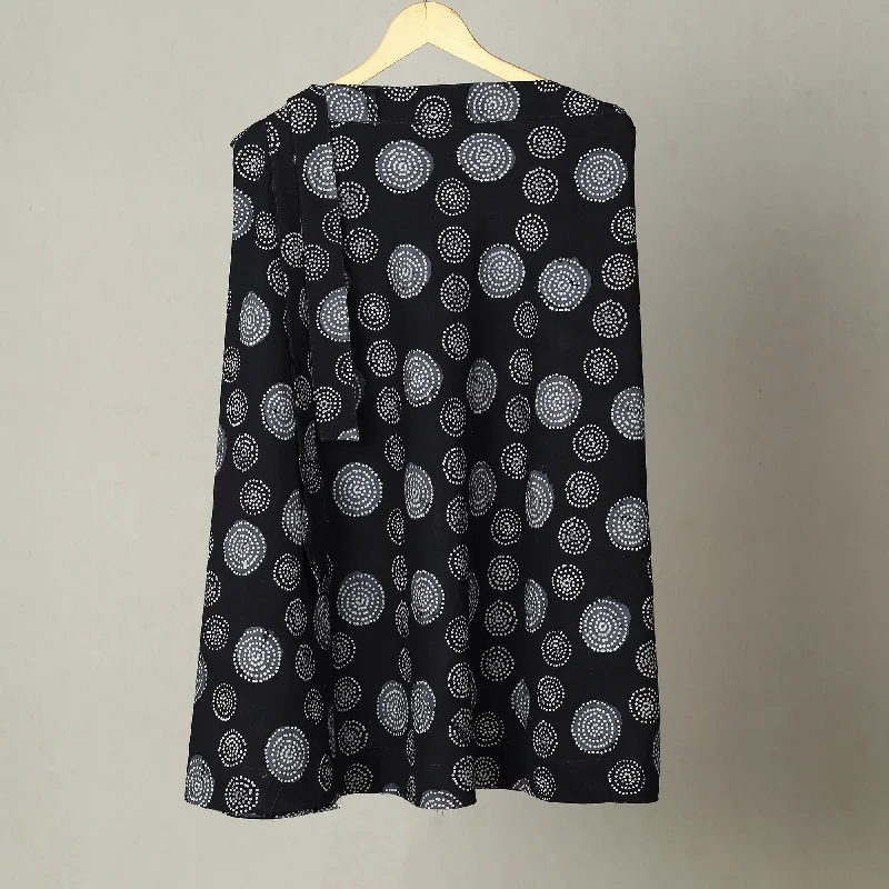 Black - Hand Batik Print Cotton Wrap Around Skirt 25 corduroy skirt durable