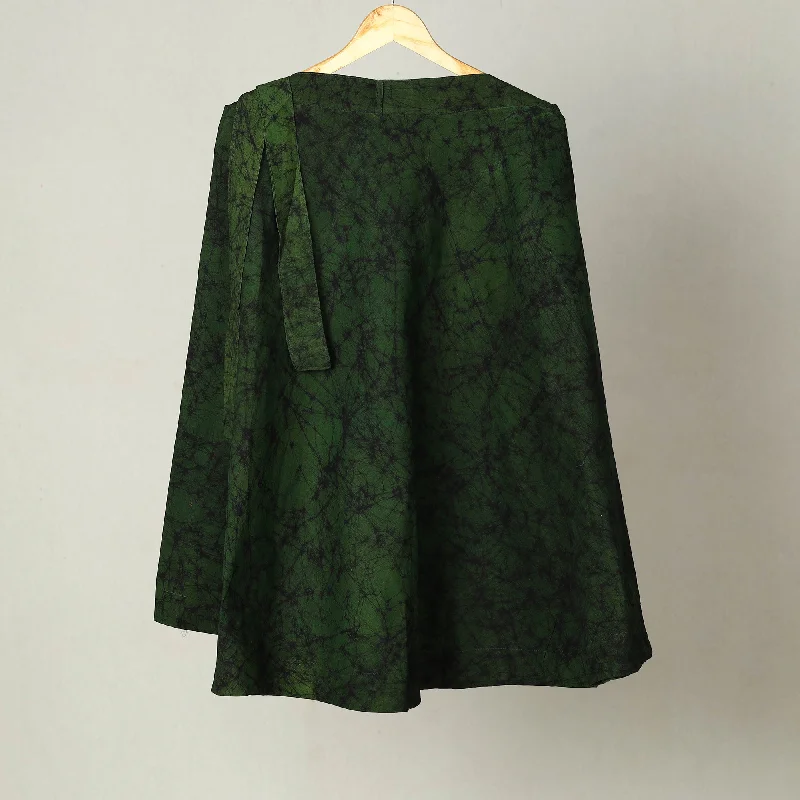 Green - Hand Batik Print Cotton Wrap Around Skirt 26 lace skirt intricate