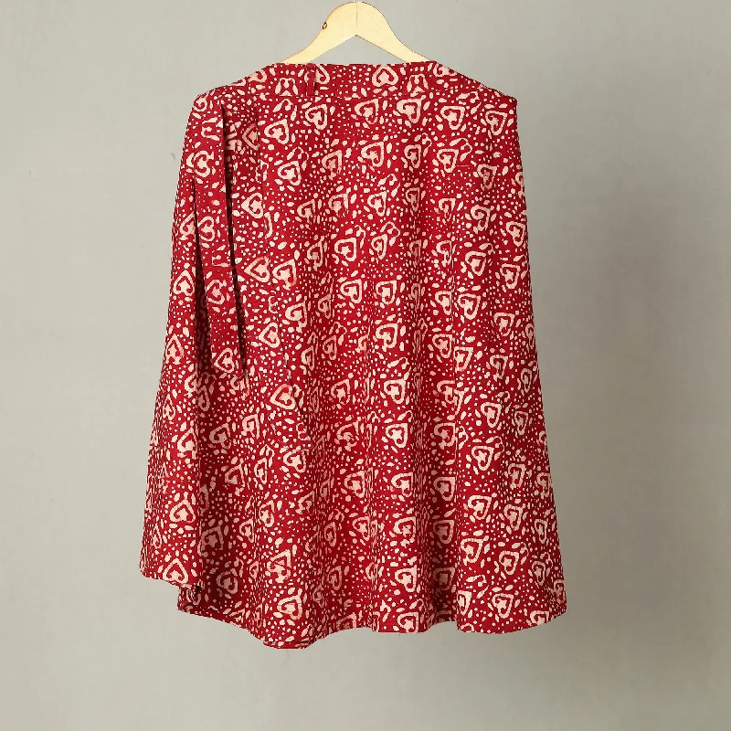 Red - Hand Batik Print Cotton Wrap Around Skirt 29 lightweight skirt design