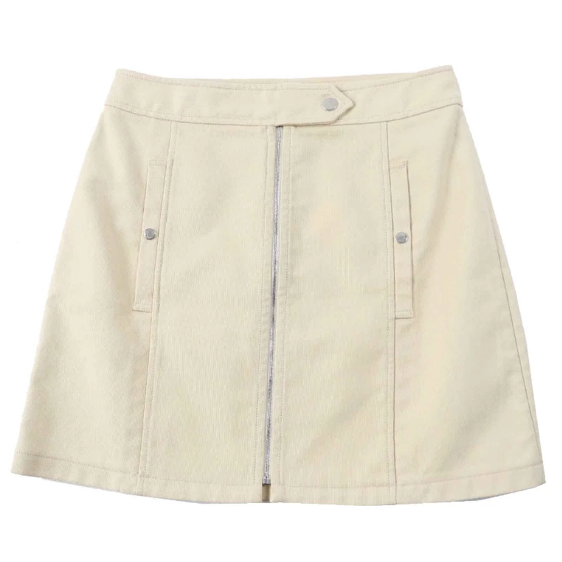 Hermes Cotton Polyurethane Trapezoid Skirt Beige elastic waist skirt