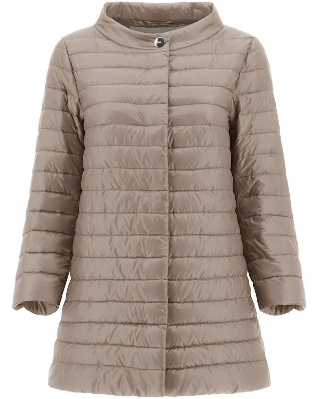 Taupe Iconico Rossella Jacket Zip Front Button Front Snap Front