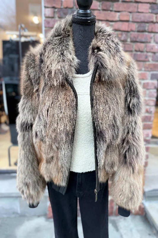 INOCHI Real Fox Fur Jacket / M Wool Jacket Cashmere Jacket Tweed Jacket