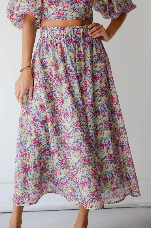 FINAL SALE - Instantly Perfect Multicolored Floral Midi Skirt leather skirt bold