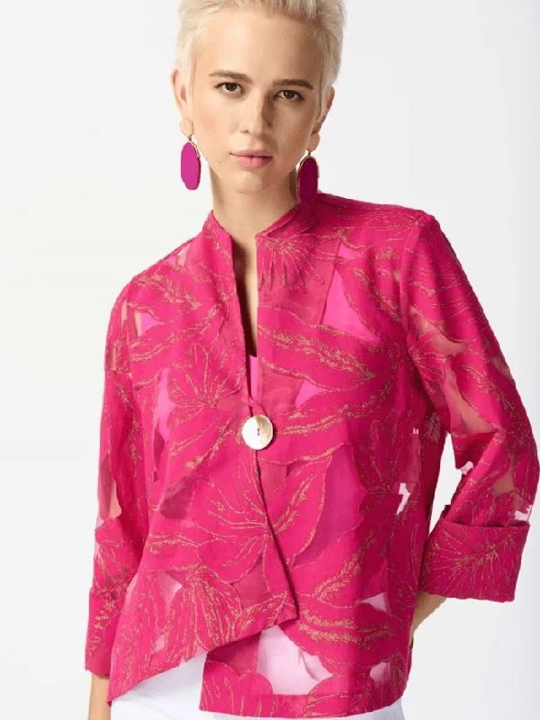 Joseph Ribkoff Jacquard Tropical Print Swing Jacket 242219 Col 4254 Striped Jacket Polka Dot Jacket Floral Jacket Joseph Ribkoff Jacquard Tropical Print Swing Jacket 242219 Col 4254 Striped Jacket Polka Dot Jacket Floral Jacket