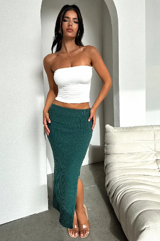 Karlie Knit Skirt - Emerald silk skirt lustrous
