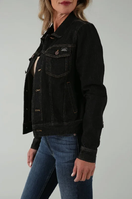 Kimes Ranch Womens Langley Trucker Black 100% Cotton Cotton Jacket Hoodie Zip-Up Jacket Button-Up Jacket Kimes Ranch Womens Langley Trucker Black 100% Cotton Cotton Jacket Hoodie Zip-Up Jacket Button-Up Jacket