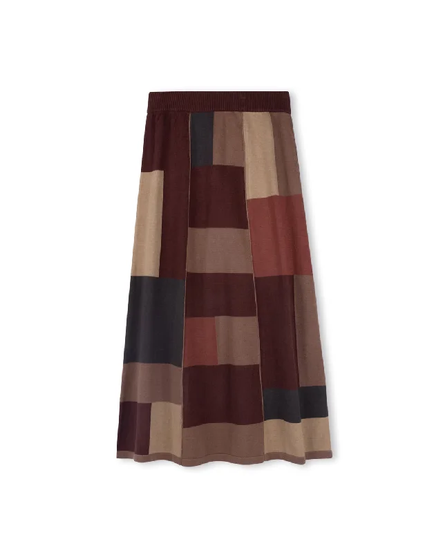 Knit Patchwork Skirt denim skirt fashionable