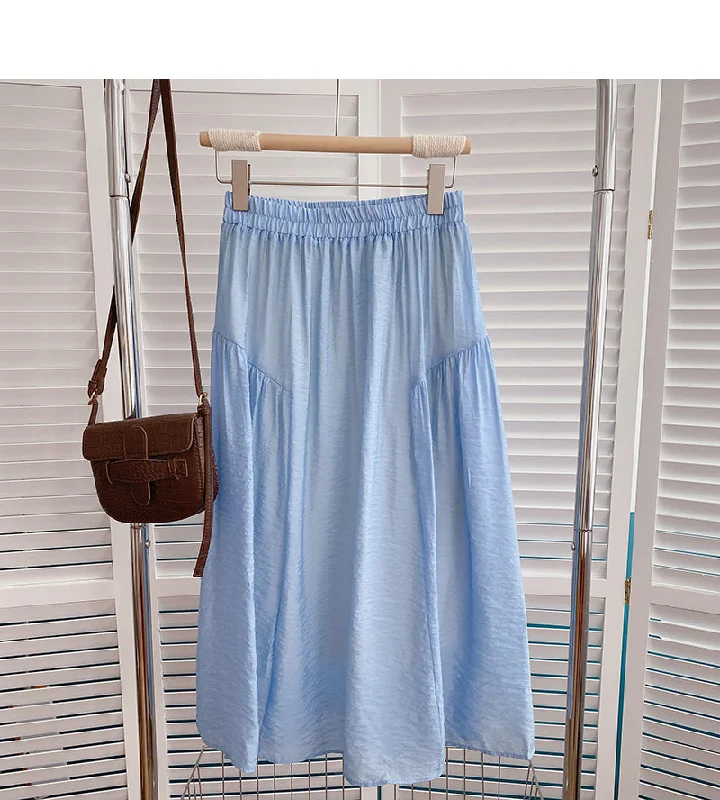 Korean version small fresh pure color versatile high waist skirt  5821 lace skirt intricate