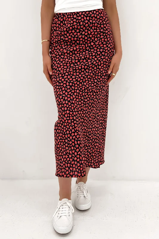 Lana Maxi Skirt Red velvet skirt plush