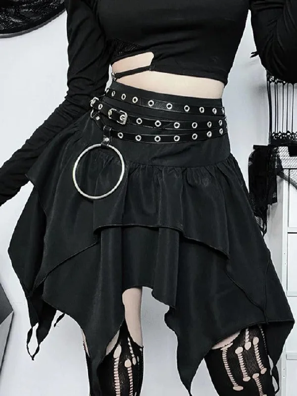 Layered Irregular Hem Mini Skirt ruffled skirt detail