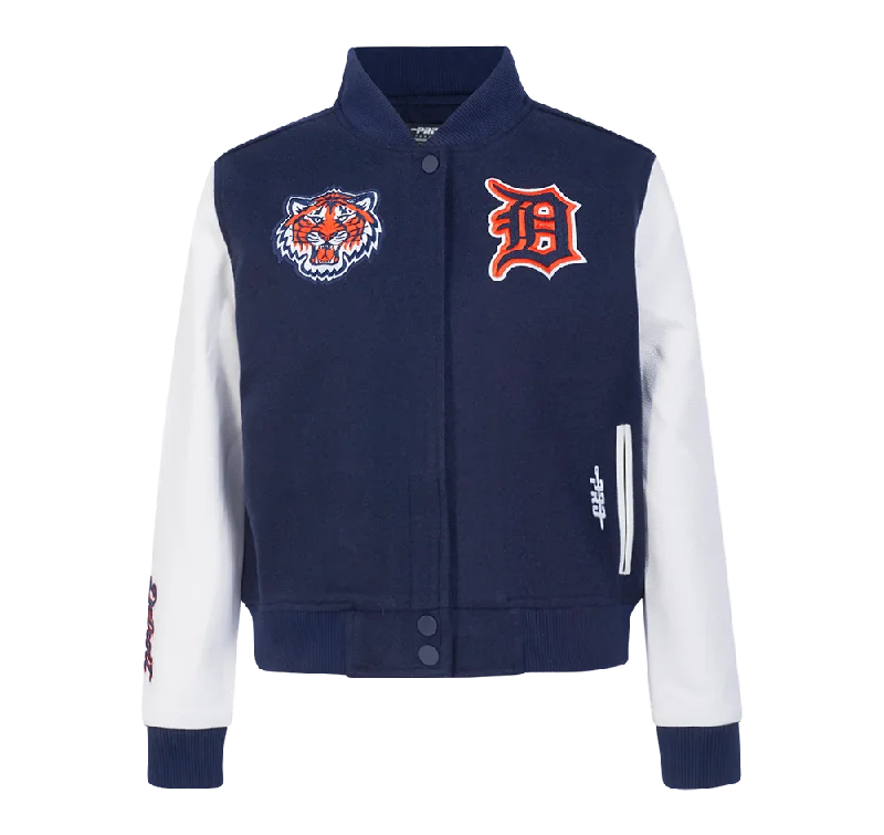 MLB DETROIT TIGERS CLASSIC WOMEN'S WOOL VARSITY JACKET (MIDNIGHT NAVY/WHITE) Satin Fabric Silk Fabric Chiffon Fabric MLB DETROIT TIGERS CLASSIC WOMEN'S WOOL VARSITY JACKET (MIDNIGHT NAVY/WHITE) Satin Fabric Silk Fabric Chiffon Fabric