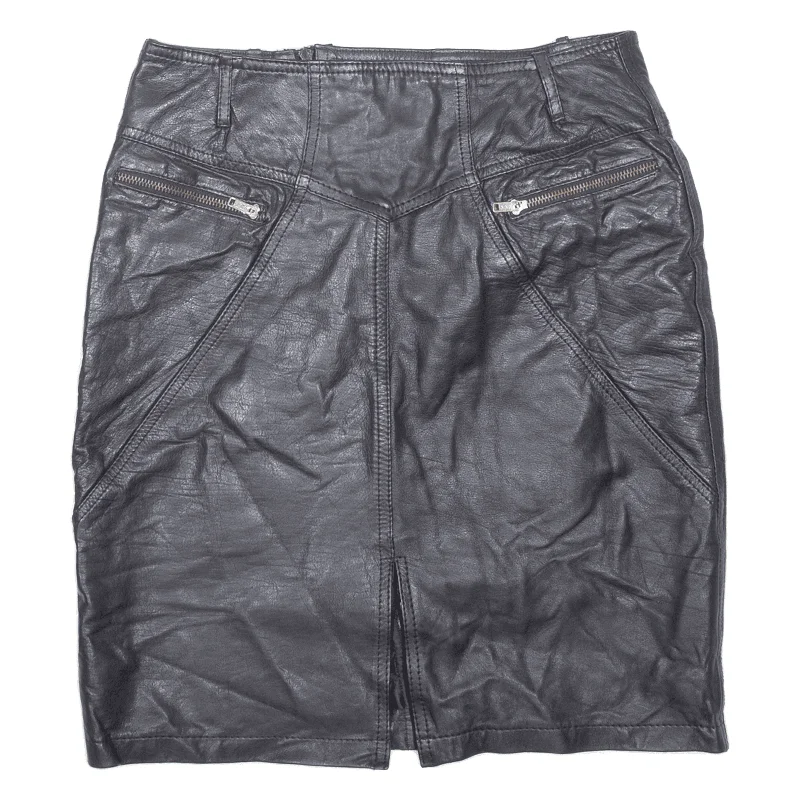 Leather Feel Womens Straight Skirt Black Short M denim skirt trendy