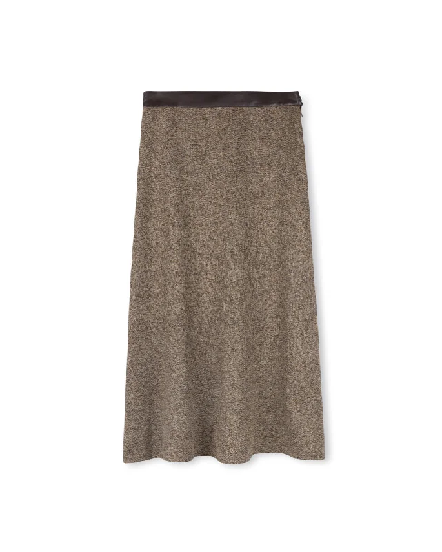 Leather Trimmed Maxi Skirt linen skirt light