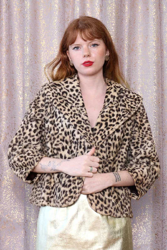 Leopard Faux Fur Jacket XS-M Faux Fur Jacket Real Fur Jacket Shearling Jacket
