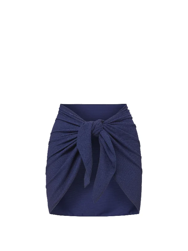 Liv Sarong in Navy Texture velvet skirt plush