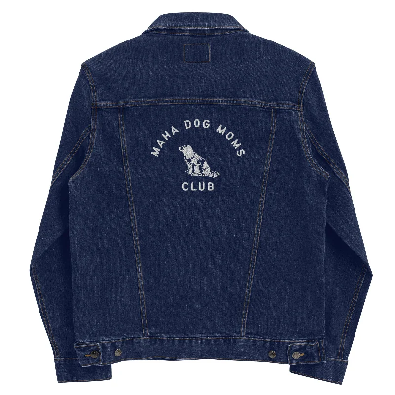 MAHA Dog Moms Embroidered Unisex Denim Jacket Knit Jacket Woven Jacket Fleece Jacket