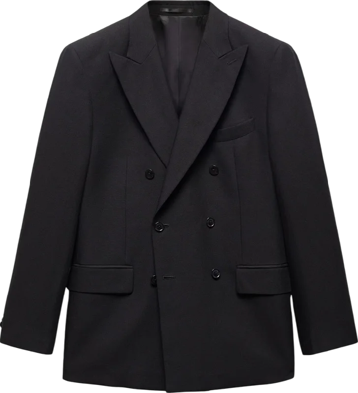 MANGO Black Linen Lyocell Double-breasted Suit Jacket UK 44" CHEST Print Jacket Jacquard Jacket Patchwork Jacket MANGO Black Linen Lyocell Double-breasted Suit Jacket UK 44" CHEST Print Jacket Jacquard Jacket Patchwork Jacket