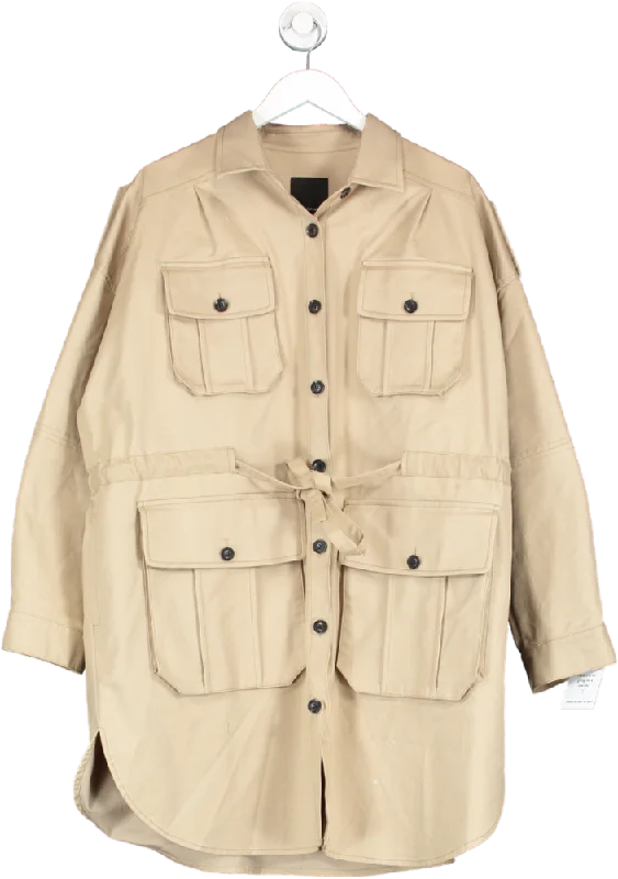 Marissa Webb Beige Dante Crisp Canvas Utility Jacket UK M Quilted Jacket Puffer Jacket Insulated Jacket