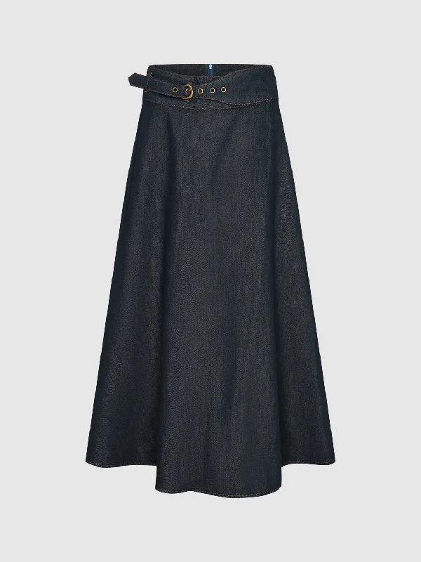 Maxi Denim Flared Skirts denim skirt casual