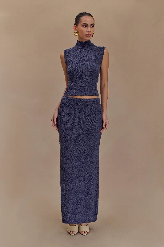 Moira Boucle Maxi Skirt - Steel cashmere skirt soft
