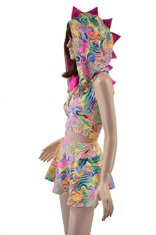 Neon Flux Dragon Crop & Skirt Set seamless skirt comfort