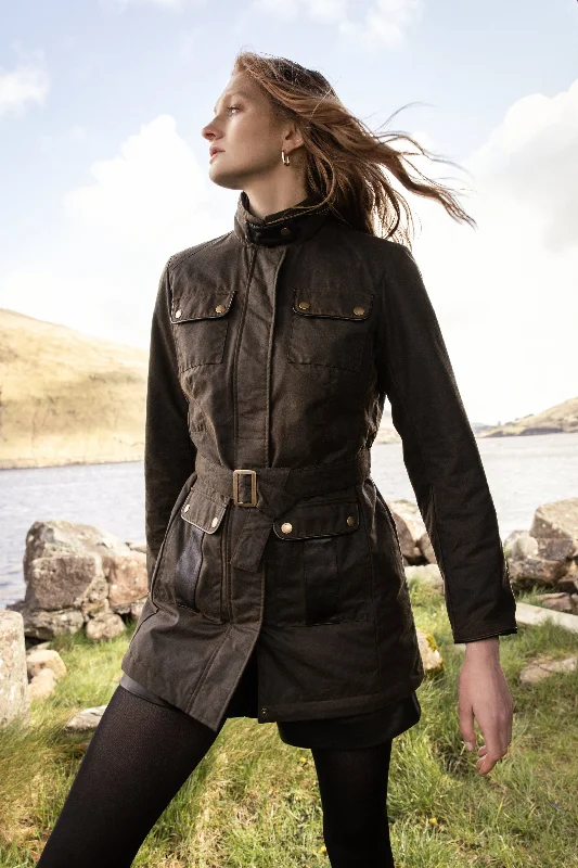 Orla Wax Jacket - Olive Hoodie Zip-Up Jacket Button-Up Jacket
